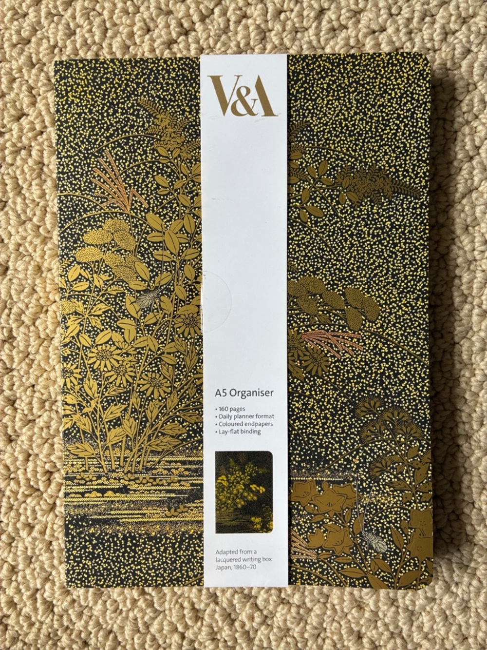 Moleskine Black and Gold Floral A5 Organiser